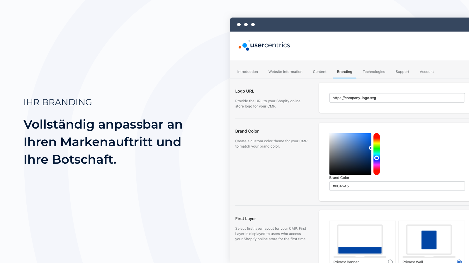 Branding und Annpassbarkeit von Usercentrics | Latori
